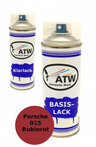 Autolack für Porsche 015 Rubinrot +400ml Klarlack Set